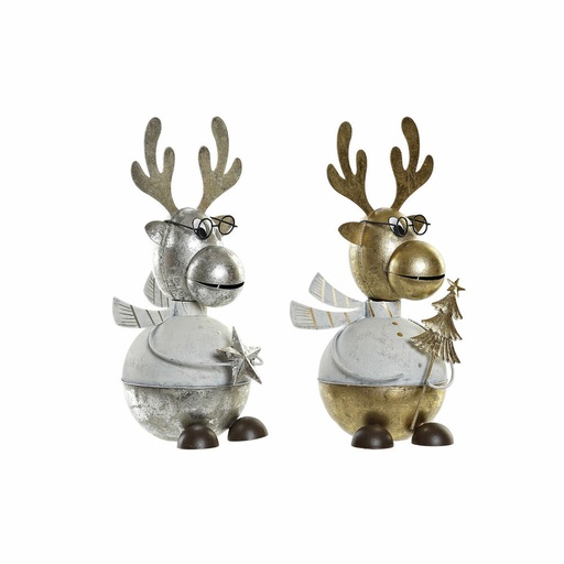 Adorno Navideño DKD Home Decor Metal Reno (14 x 13 x 27 cm) (2 pcs)