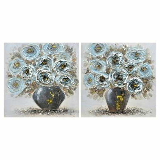 Canvas DKD Home Decor Canvas MDF Wood 60 x 3 x 60 cm (2 Pieces)