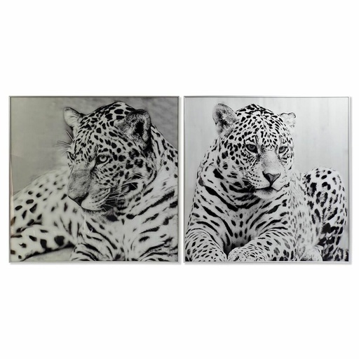 Cuadro DKD Home Decor 100 x 2,5 x 100 cm Leopardo Colonial (2 Unidades)