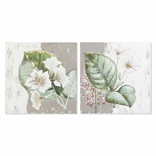 Cuadro DKD Home Decor Tropical Hoja de planta (80 x 3,5 x 80 cm) (2 Unidades)