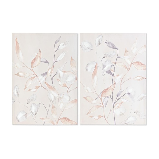 Cuadro DKD Home Decor Hoja de planta (2 Unidades) (50 x 3 x 70 cm)