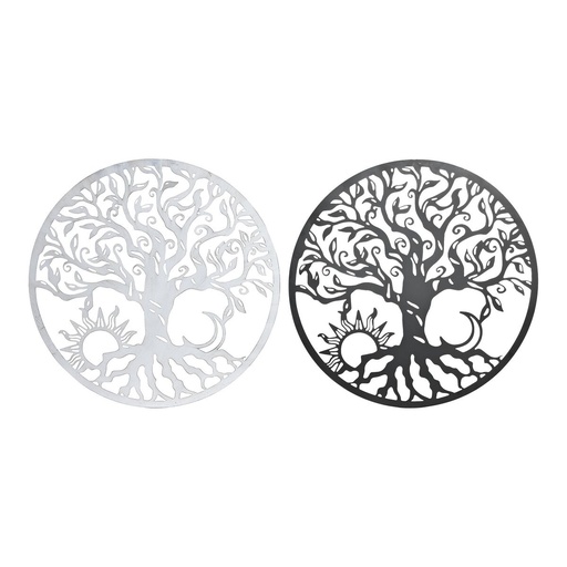 Decoración de Pared DKD Home Decor Negro Metal Blanco Indio Luna (2 Unidades) (60 x 1 x 60 cm)