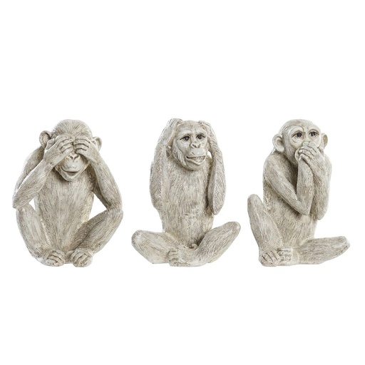 Decorative Figure DKD Home Decor Beige White Resin (14,5 x 11 x 19 cm) (3 Units)