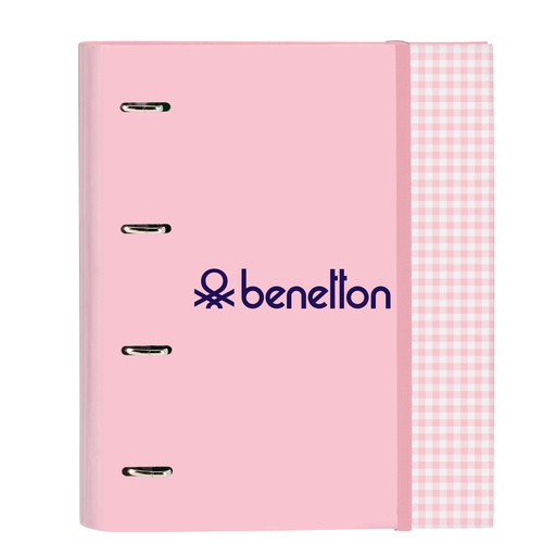 Carpeta de anillas Benetton Vichy A4 Rosa (27 x 32 x 3.5 cm)
