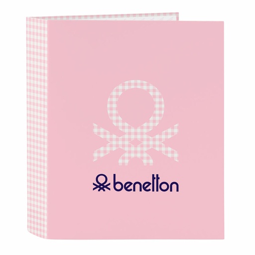 Ring binder Benetton Vichy Pink A4 27 x 33 x 6 cm