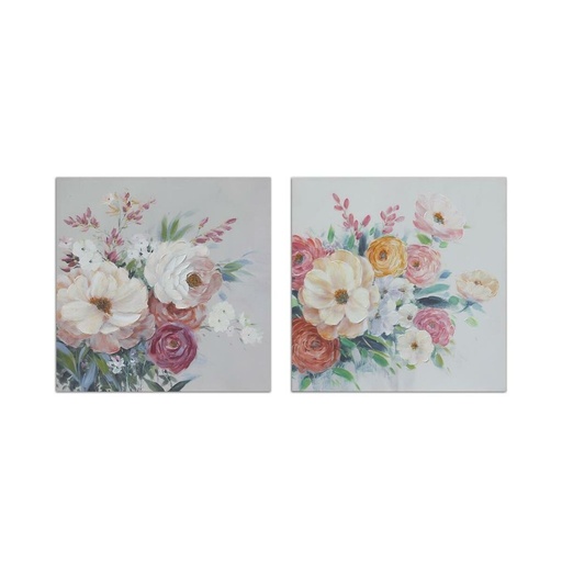 Cuadro DKD Home Decor Flores (80 x 2,8 x 80 cm) (2 Unidades)