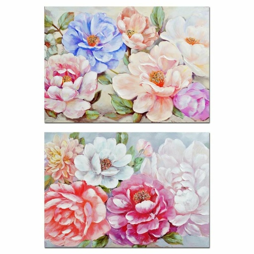 Cuadro DKD Home Decor Flores (2 Unidades) (100 x 3 x 70 cm)