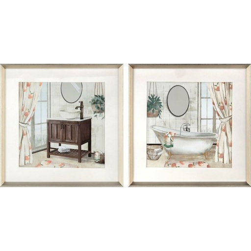 Cuadro DKD Home Decor Baños (2 Unidades) (40 x 2 x 40 cm)