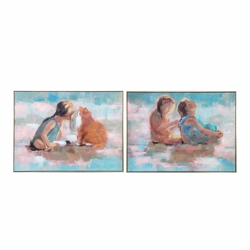 Lienzo DKD Home Decor 80 x 3,5 x 60 cm Niños Shabby Chic (2 Unidades)
