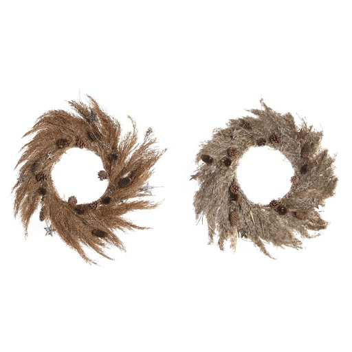 Corona de Navidad DKD Home Decor Flor (2 Unidades) (60 x 5 x 60 cm)