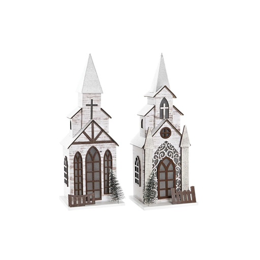 Adorno Navideño DKD Home Decor Iglesia MDF (12,5 x 11 x 33 cm) (2 Unidades)