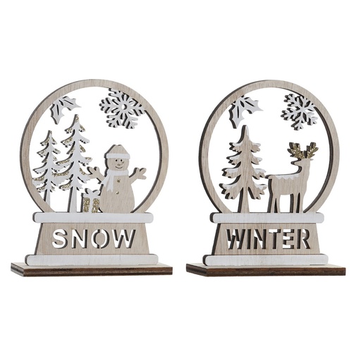 Christmas bauble DKD Home Decor Wood Reindeer (12 x 4 x 15 cm) (2 Units)