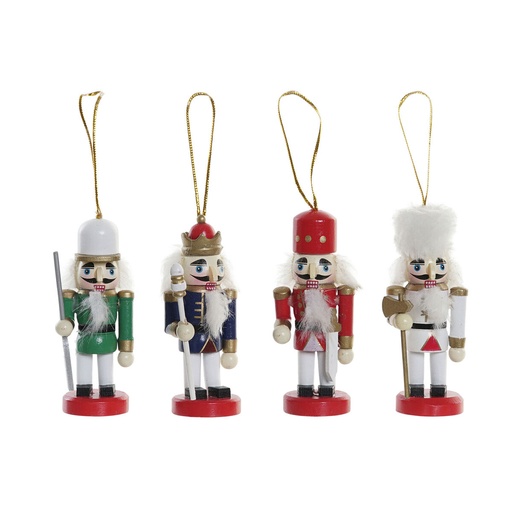 Christmas bauble DKD Home Decor Wood Nutcracker (3 x 3 x 10 cm) (4 Units)