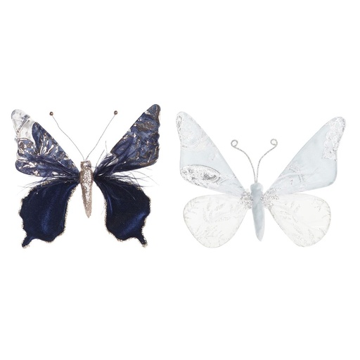 Christmas bauble DKD Home Decor Polyester Butterfly (2 Units) (23 x 3 x 19 cm)