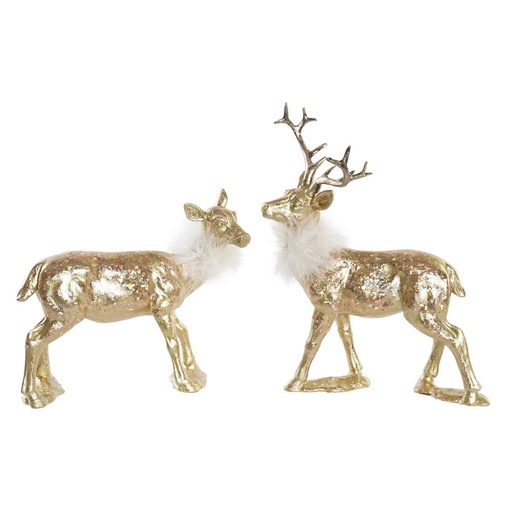 Christmas bauble DKD Home Decor Resin Reindeer (17,5 x 9 x 22,5 cm) (2 Units)