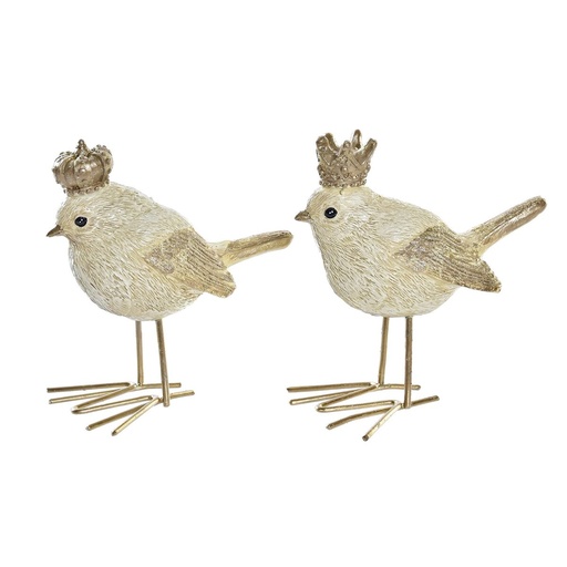 Adorno Navideño DKD Home Decor Resina Pájaro (11 x 5 x 9,5 cm) (2 Unidades)