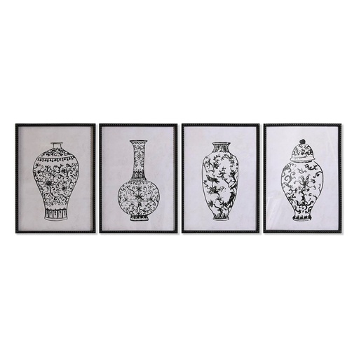 Cuadro DKD Home Decor Abeto Cristal Jarrón (50 x 70 x 2,5 cm) (4 Unidades)