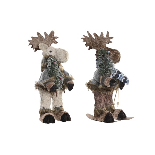 Decorative Figure DKD Home Decor Christmas Reindeer Natural polystyrene (15 x 16 x 35 cm) (2 Units)