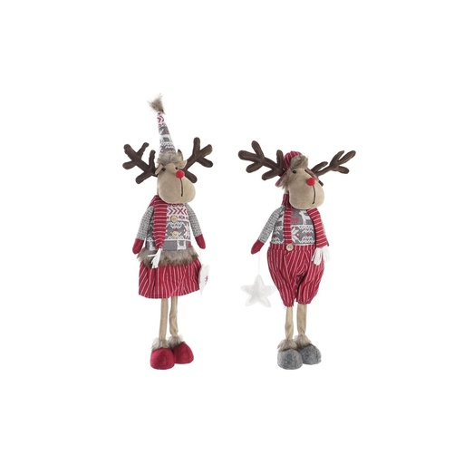 Figura Decorativa DKD Home Decor Navidad Reno Poliéster (20 x 10 x 58 cm) (2 Unidades)
