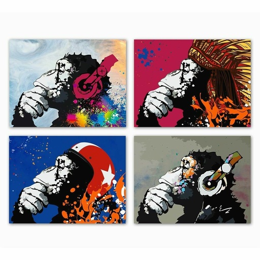 Cuadro DKD Home Decor Música Mono Moderno (70 x 1,8 x 50 cm) (4 Unidades)