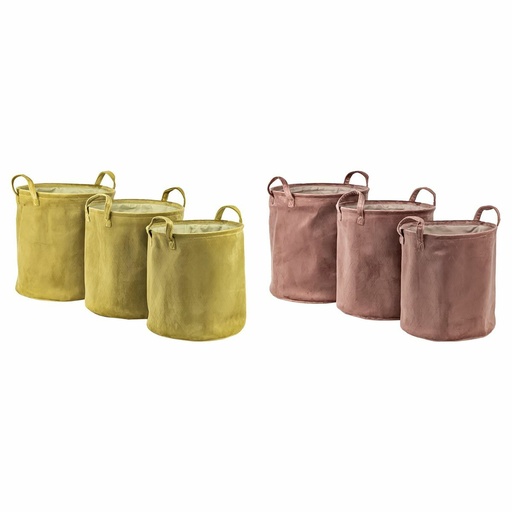 Juego de Cestas DKD Home Decor Mostaza Terracota 38 x 38 x 40 cm 3 Piezas (2 Unidades)