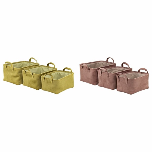 Juego de Cestas DKD Home Decor Mostaza Terracota 38 x 29 x 20 cm 3 Piezas (2 Unidades)