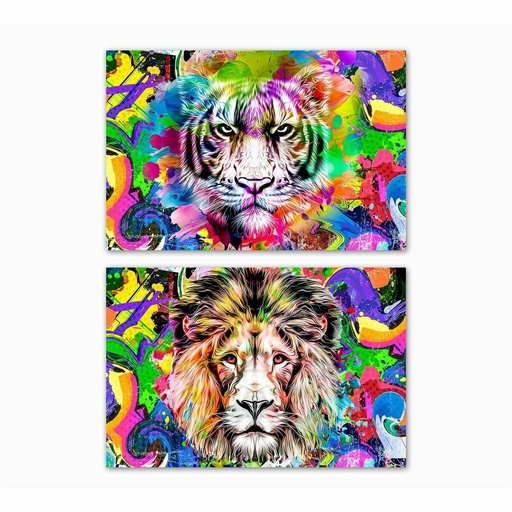 Lienzo DKD Home Decor León Moderno (70 x 1,8 x 50 cm) (2 Unidades)