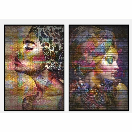 Lienzo DKD Home Decor Colonial Africana (40 x 3,5 x 55 cm) (2 Unidades)