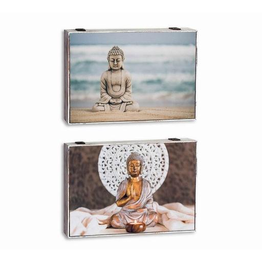 Decorative box DKD Home Decor Multicolour MDF Wood Buddha Counter (2 Units)