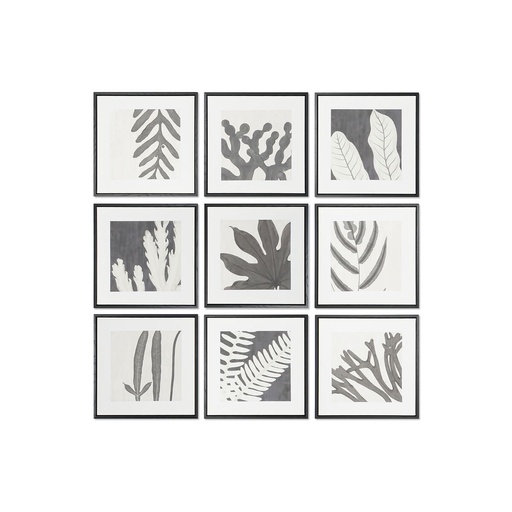 Cuadro DKD Home Decor 40 x 4 x 40 cm Hoja de planta Urbano (9 Unidades)