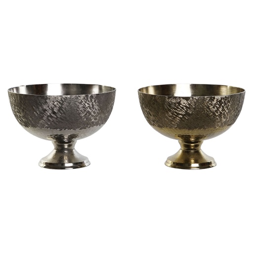 Centro de Mesa DKD Home Decor Dorado Plateado Aluminio 25 x 25 x 18 cm (2 Unidades)