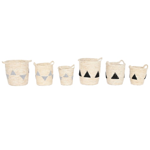 Juego de Cestos Home ESPRIT Negro Gris Natural Hierba marina Boho 33 x 33 x 40 cm 3 Piezas (2 Unidades)