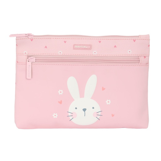 Estuche Escolar Safta Bunny Conejo Rosa 23 x 16 x 3 cm