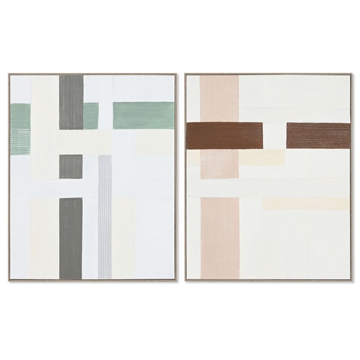 Cuadro Home ESPRIT Abstracto Urbano 82,2 x 4,5 x 102 cm (2 Unidades)