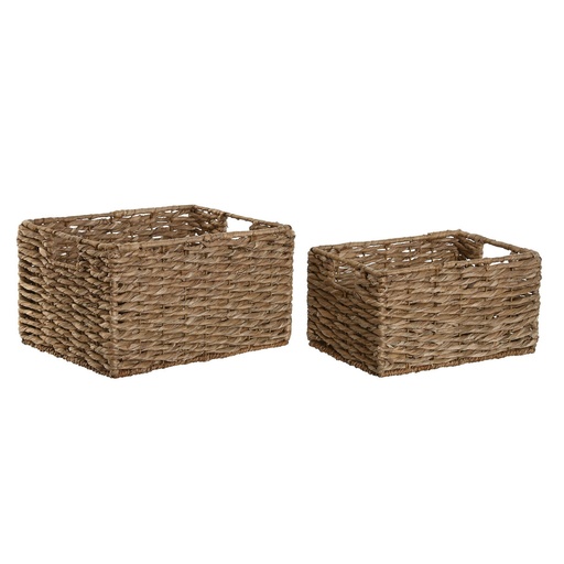 Juego de Cestas Home ESPRIT Natural Metal Fibra natural 36 x 28 x 21 cm 2 Piezas
