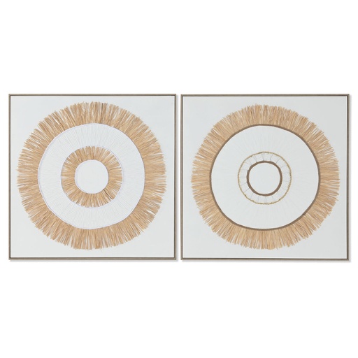 Lienzo Home ESPRIT Blanco Natural Boho 92 x 4,5 x 92 cm (2 Unidades)