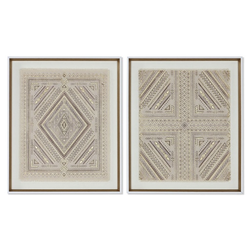 Lienzo Home ESPRIT Blanco Natural Boho 50 x 3,8 x 60 cm (2 Unidades)
