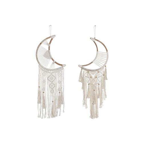 Hanging decoration Home ESPRIT Cream Natural Boho Macrame (2 Units)