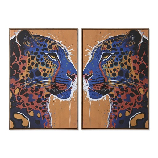 Cuadro Home ESPRIT Leopardo Urbano 80 x 4,5 x 120 cm (2 Unidades)