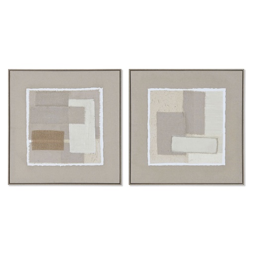 Cuadro Home ESPRIT Marrón Beige Abstracto Urbano 62 x 3,2 x 62 cm (2 Unidades)