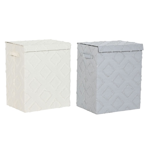 Caja de Almacenaje con Tapa Home ESPRIT Gris Crema 40 x 30 x 50 cm (2 Unidades)
