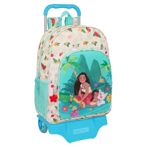 Mochila Escolar con Ruedas Vaiana Azul Beige 33 x 42 x 14 cm