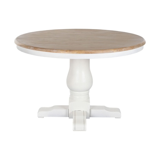 Dining Table Home ESPRIT White Natural Elm wood 120 x 120 x 76 cm