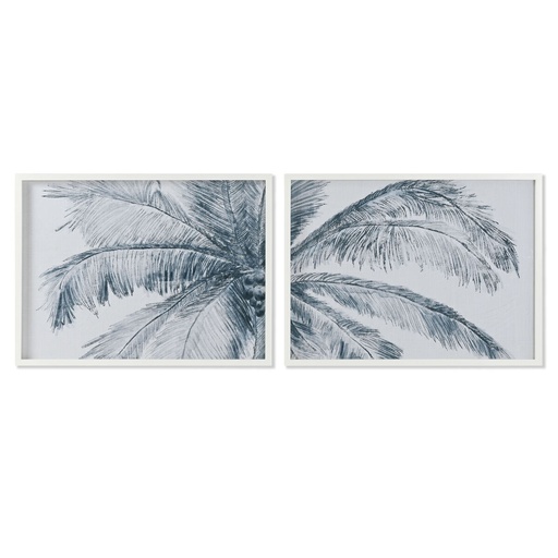 Cuadro Home ESPRIT Azul Blanco Palmeras Mediterráneo 80 x 2 x 60 cm (2 Unidades)