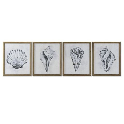 Cuadro Home ESPRIT Gris Natural 50 x 2,5 x 60 cm (4 Unidades)