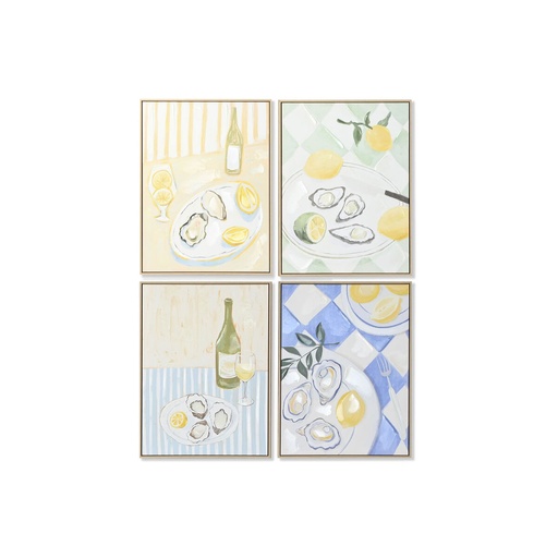 Cuadro Home ESPRIT Amarillo Azul Mediterráneo 60 x 4 x 80 cm (4 Unidades)
