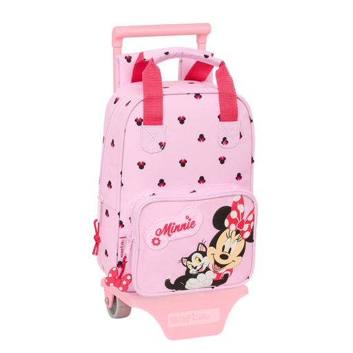 School Rucksack with Wheels Minnie Mouse Naive Pink 20 x 28 x 8 cm