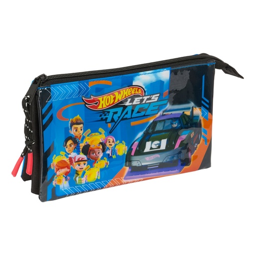 Triple Carry-all Hot Wheels Let's race Blue Black 22 x 12 x 3 cm