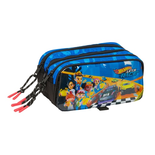 Portatodo Triple Hot Wheels Let's race Azul Negro 21,5 x 10 x 8 cm