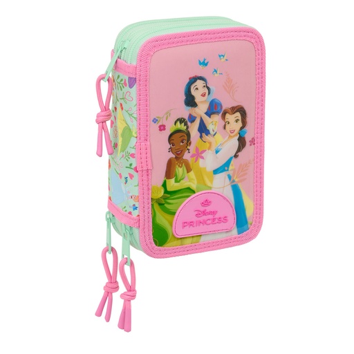 School Case with Accessories Disney Princess Bloom Pink Aquamarine 12,5 x 19,5 x 5,5 cm 37 Pieces